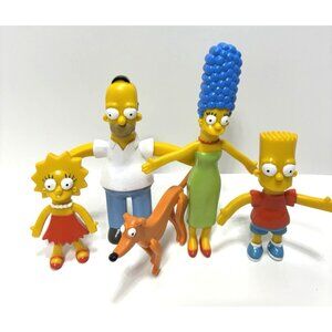 The Simpsons Bendable Figures Set Series 1 2002 Homer Bart Marge Lisa Maggie GUC